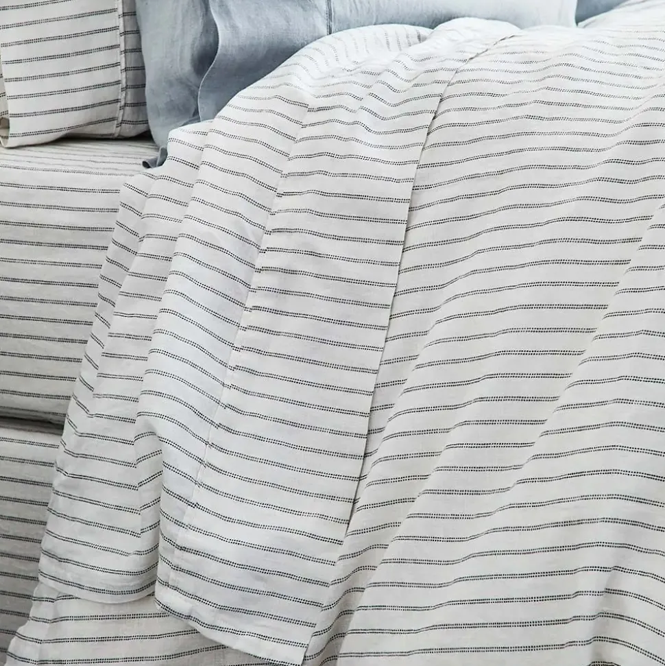 Antwerp Linen Flat Sheet - White & Charcoal