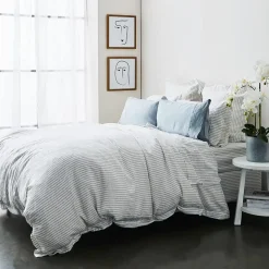 Antwerp Linen Quilt Cover - Charcoal & White
