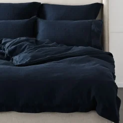 Antwerp Linen Quilt Cover - Ink