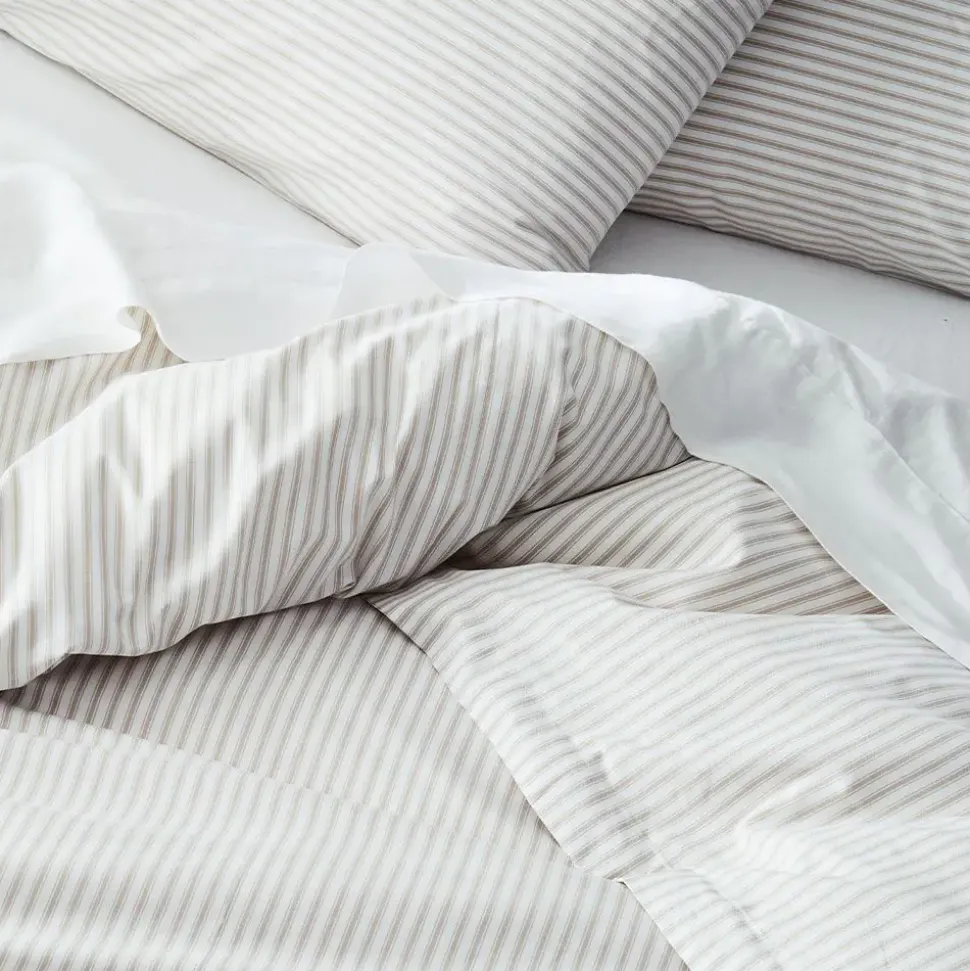 Parish Flat Sheet - Natural & White